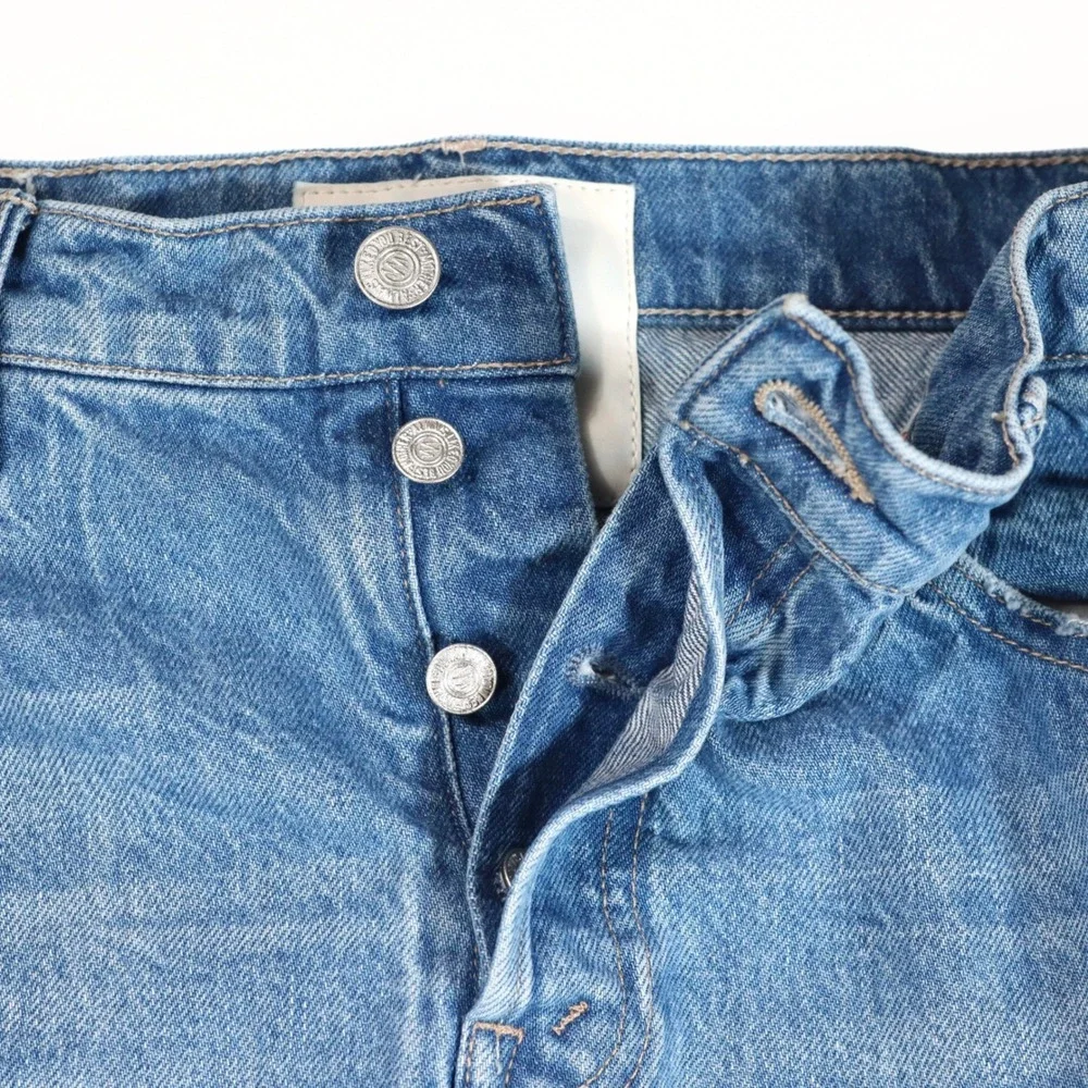 MOTHER The Tuxedo Flagpole Double Stacked Denim Maxi Skirt Womens 29 Blue Split